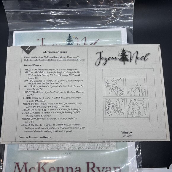 McKenna Ryan Joyeux Noel “JN02, Window” Applique Quilt Sewing Pattern Uncut FF - Picture 6 of 6